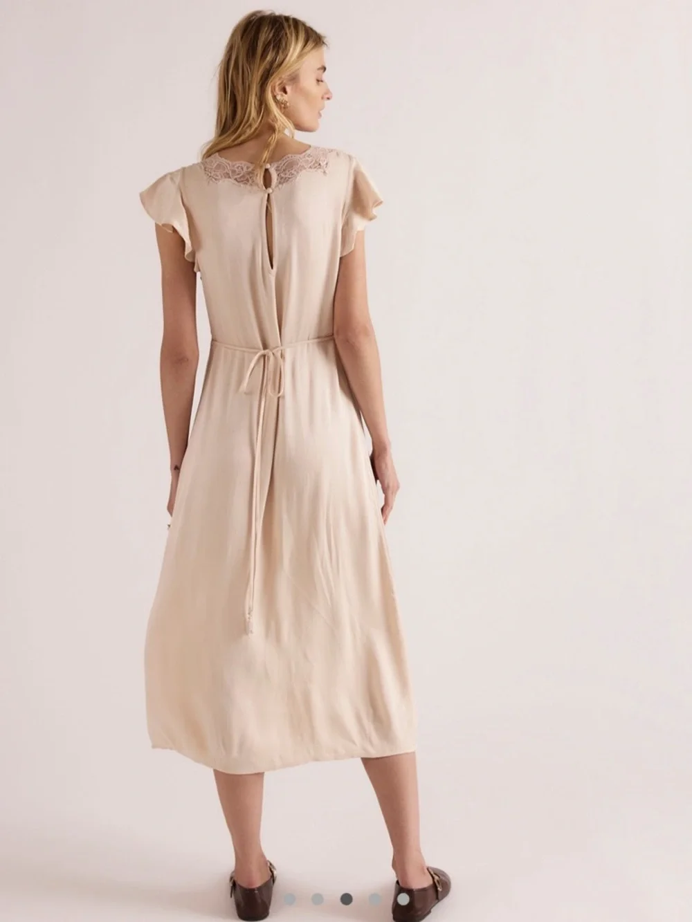 NWT Free People Tied with Joy Lace-Trim Satin Slip Dress - Picture 2 of 5